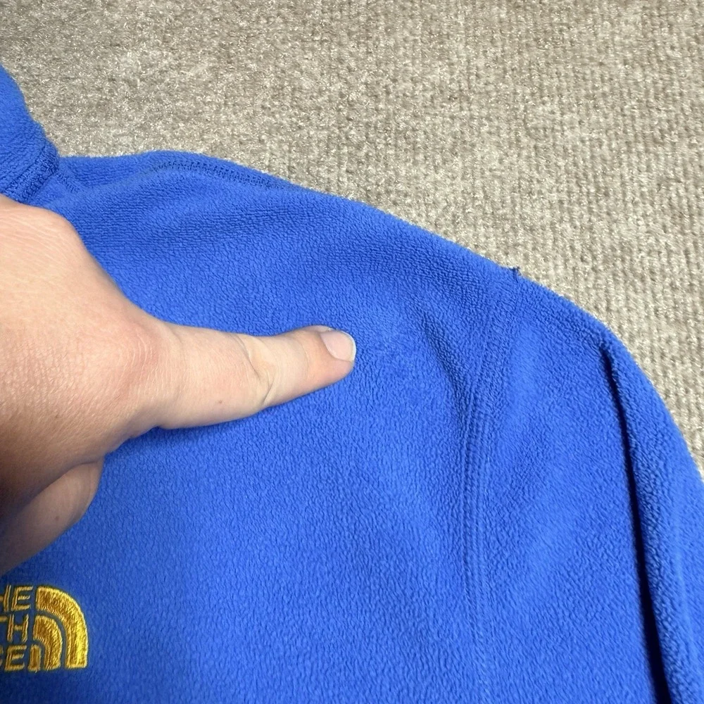 The North Face Polartec Classic Fleece 1/4 Zip Pullover Blue Yellow‎ Logo Medium